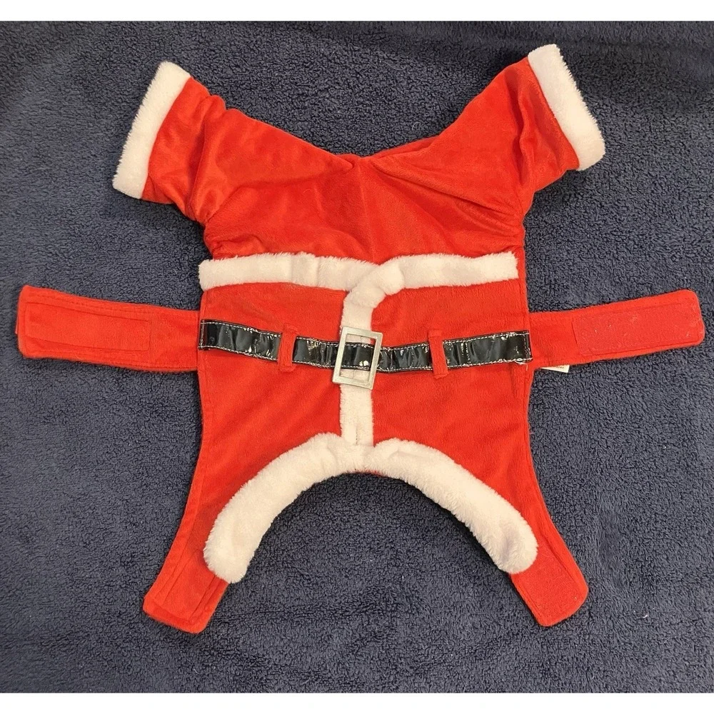 Dog Santa Suit Costume Red & White Fleece Outfit Holiday Christmas Size Medium